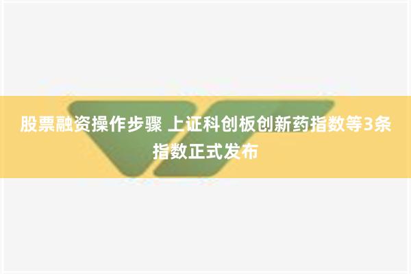 股票融资操作步骤 上证科创板创新药指数等3条指数正式发布