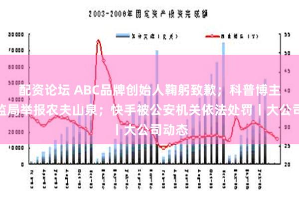 配资论坛 ABC品牌创始人鞠躬致歉；科普博主向市监局举报农夫山泉；快手被公安机关依法处罚丨大公司动态