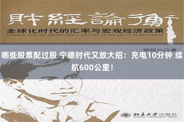 哪些股票配过股 宁德时代又放大招：充电10分钟 续航600公里！